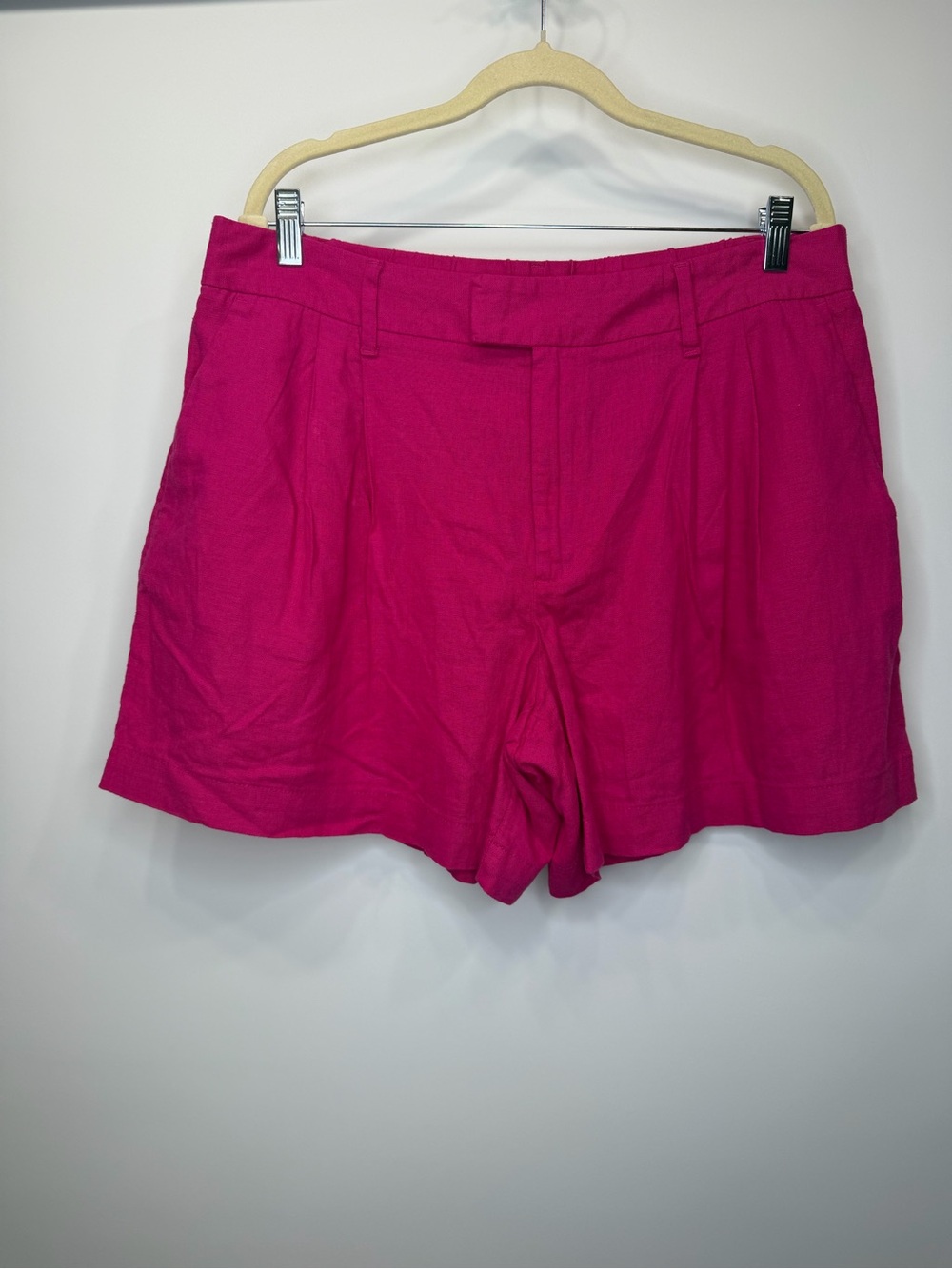 New Day Linen Blend Shorts Size 14 Fuchsia Pink NWT Summer Casual Pockets - Picture 2 of 8